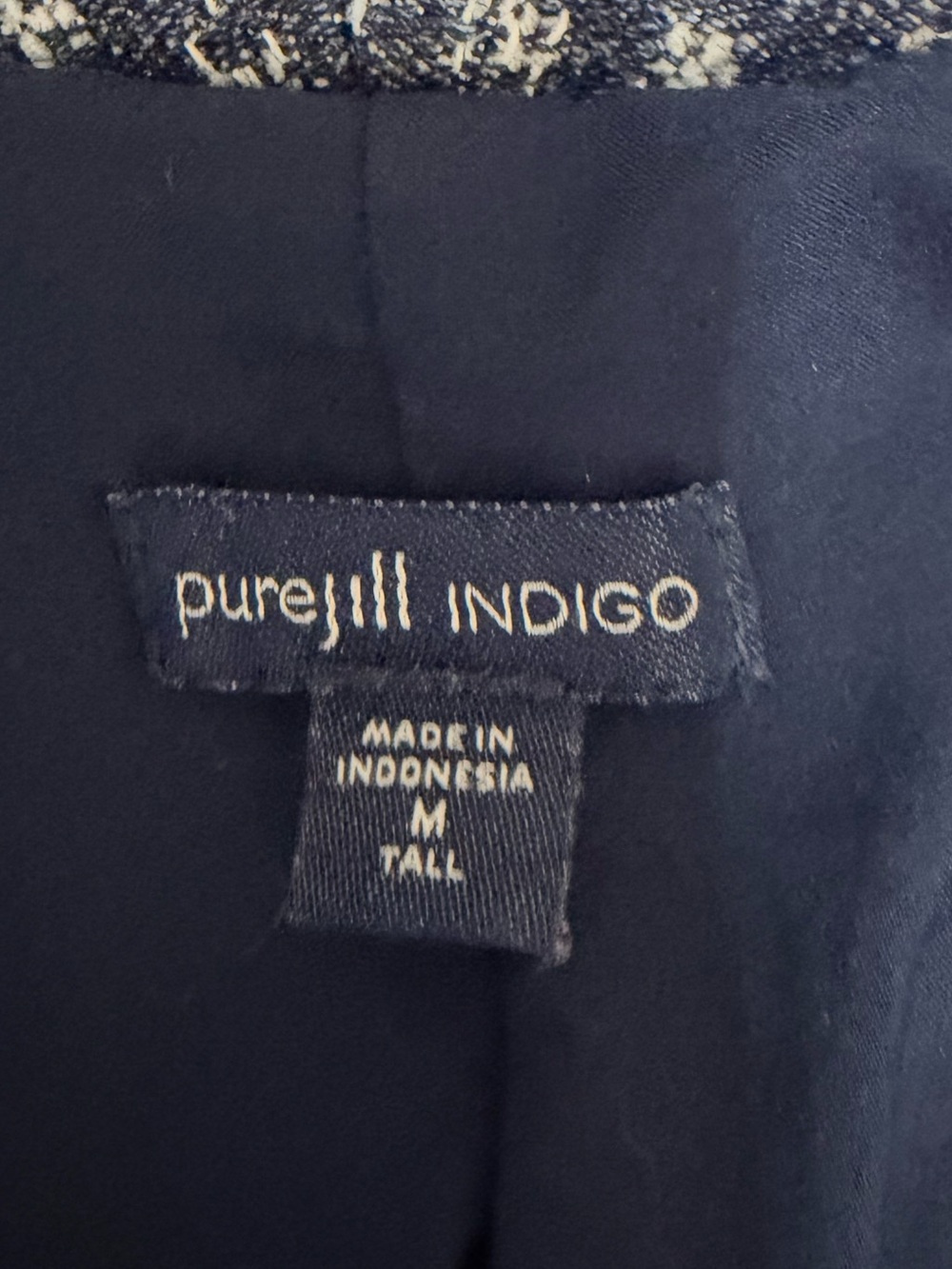 J Jill Pure Jill Indigo Jacquard Jacket Medium Tall - Picture 5 of 7